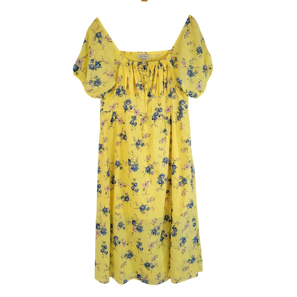 Charlie Paige Cotton Floral Cottagecore Maxi Midi Dress Yellow Size Extra Large
